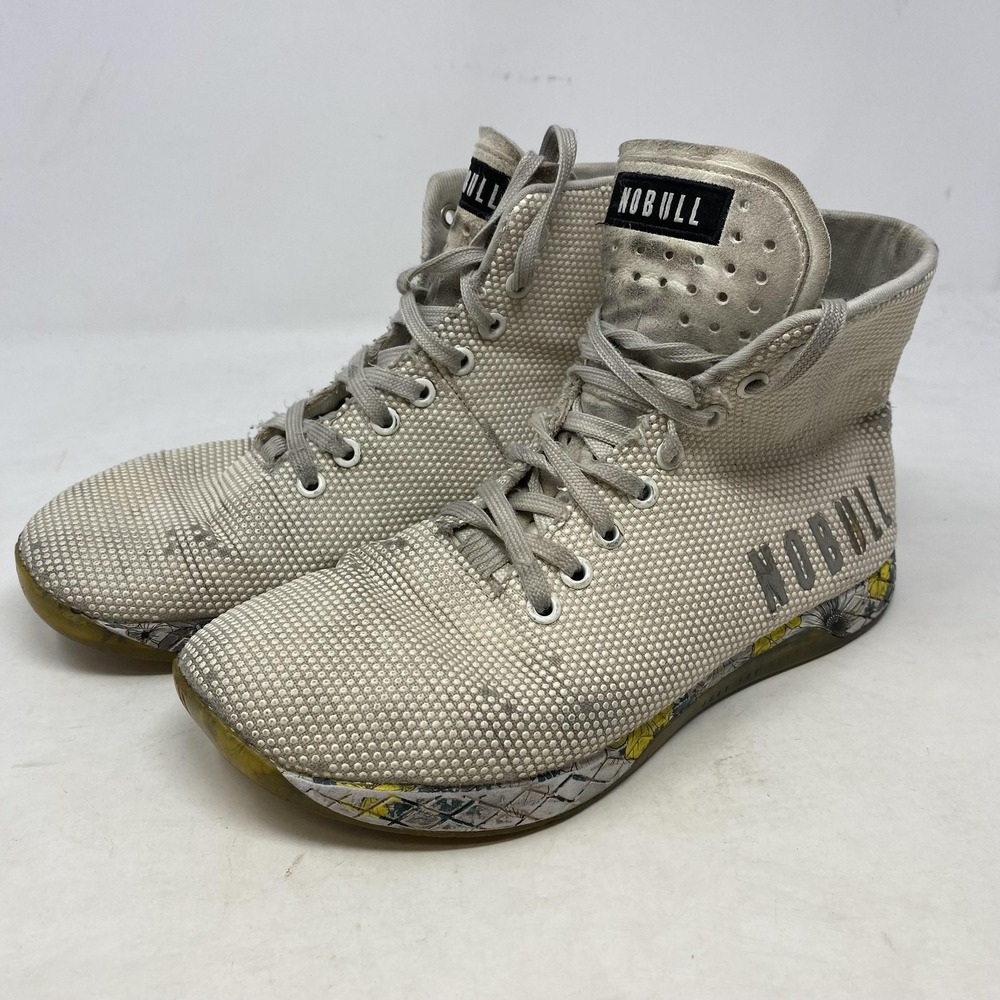 NOBULL Trainer Shoes Mens Size 7 Womens 8.5 Gray High Top SuperFabric Floral
